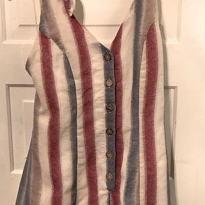 Red white and blue striped linen short romper